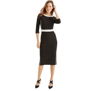 Boden NWT Monochromatic Minimalist Knit Black White Grey Midi Dress Size 2